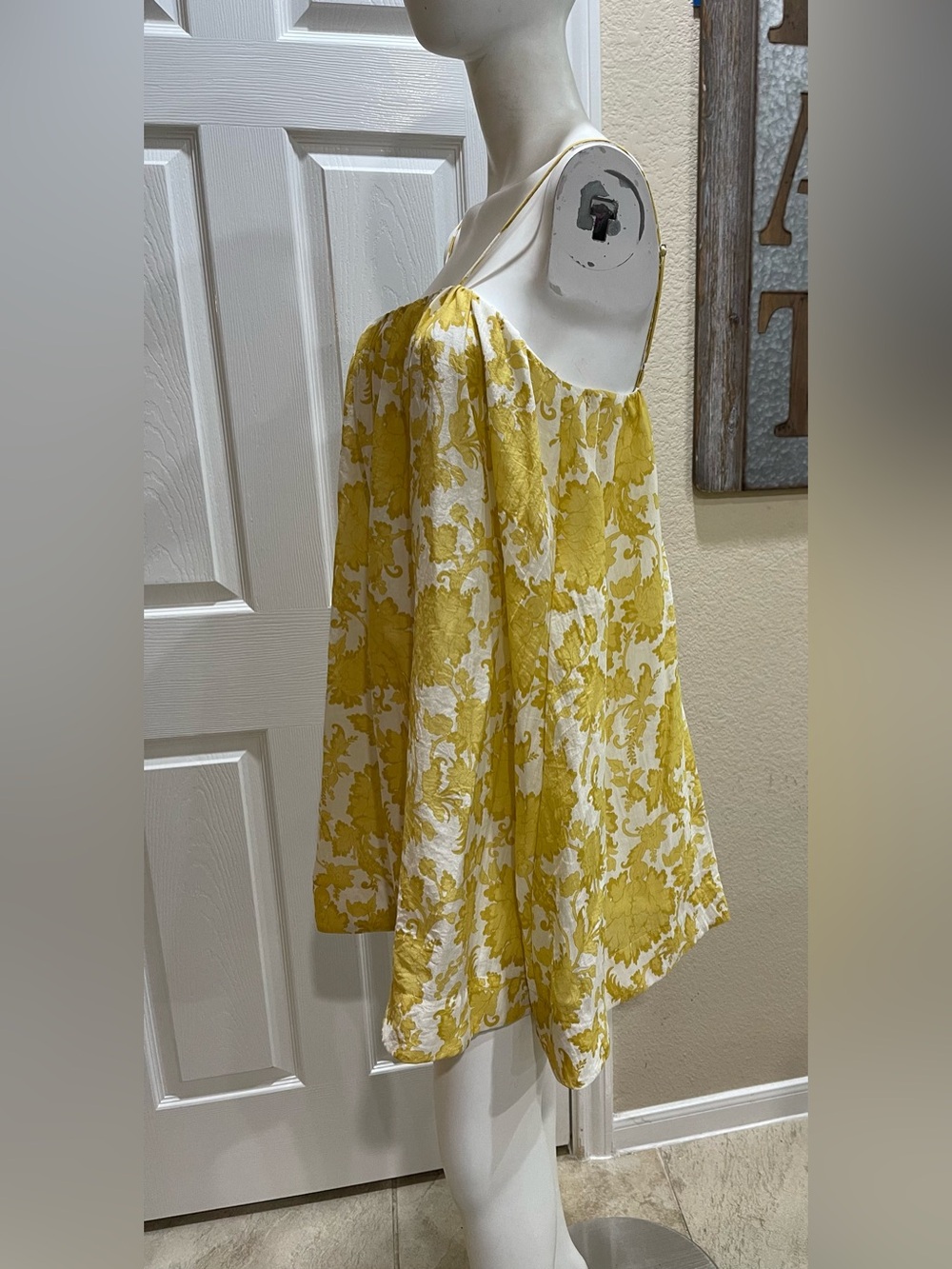 Fore Collection Yellow Floral Babydoll Mini Dress Size Large - Picture 6 of 14